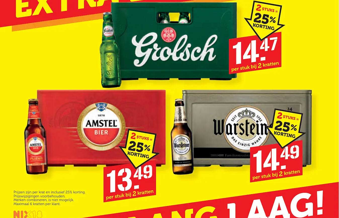 Grolsch 2 stuks = 25% korting