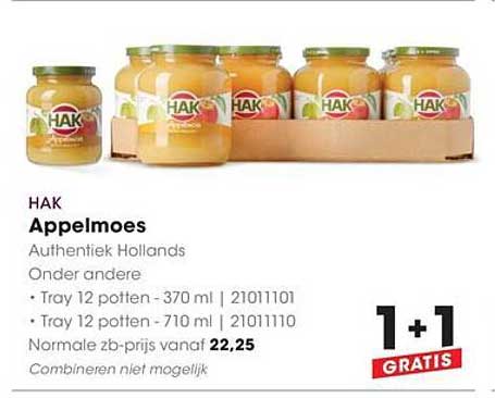 HAK Appelmoes 1+1 GRATIS