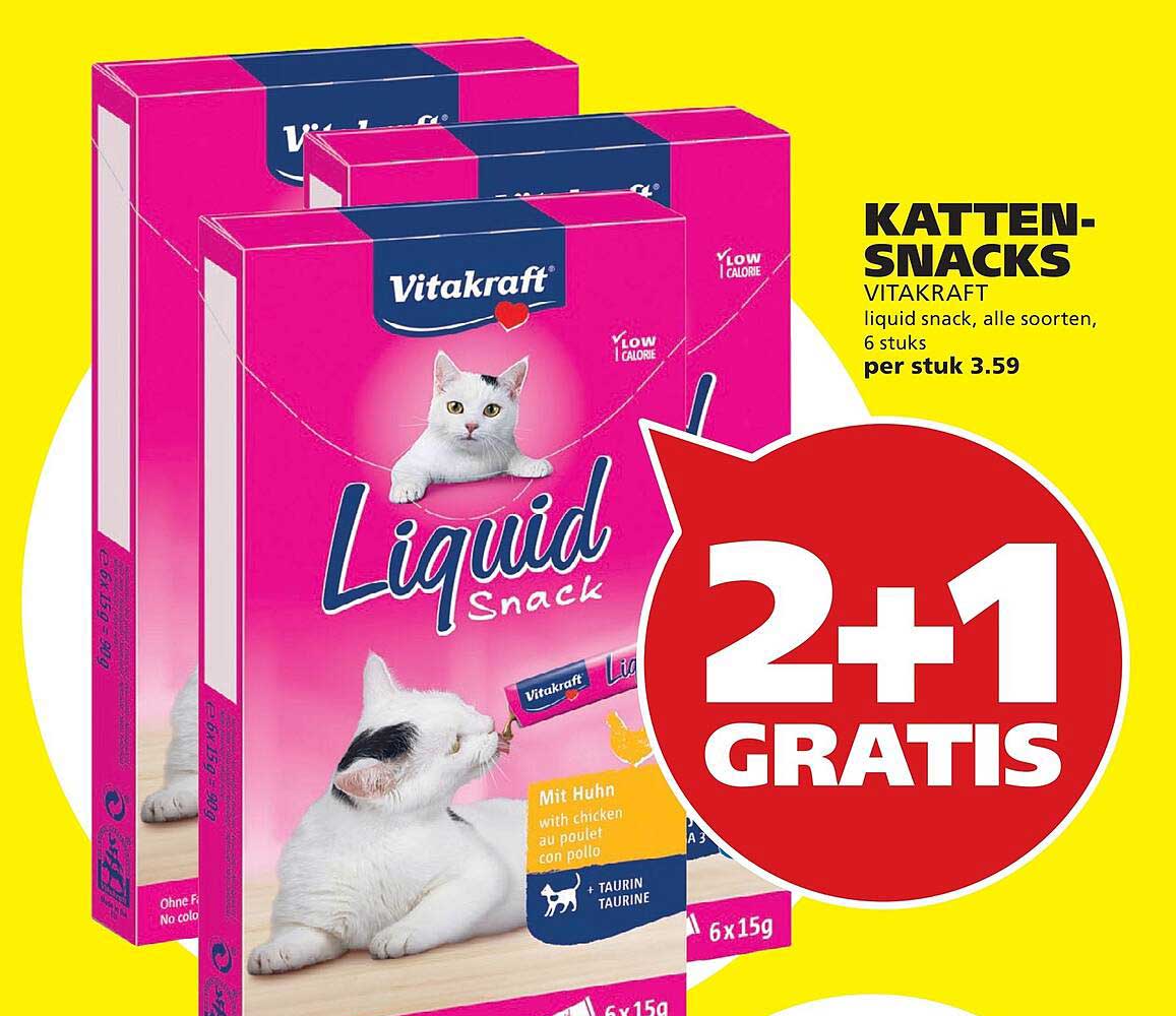 KATTEN-SNACKS VITAKRAFT liquid snack, alle soorten, 6 stuks 2+1 GRATIS