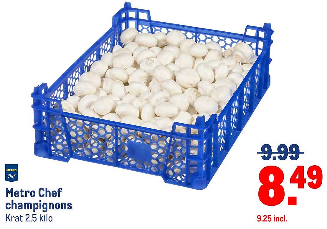 Metro Chef champignons Krat 2,5 kilo
