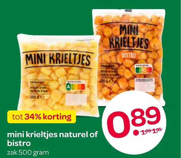 mini krieltjes naturel of bistro tot 34% korting