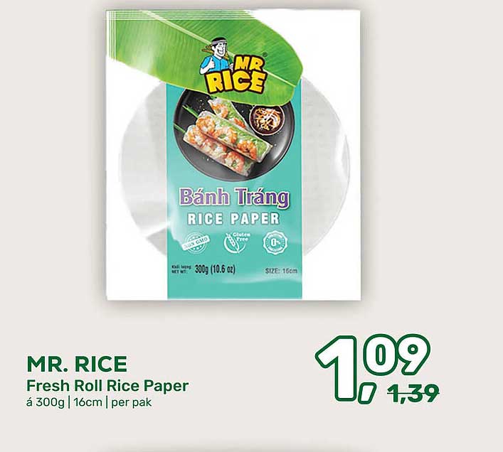 MR. RICE Fresh Roll Rice Paper à 300g | 16cm | per pak
