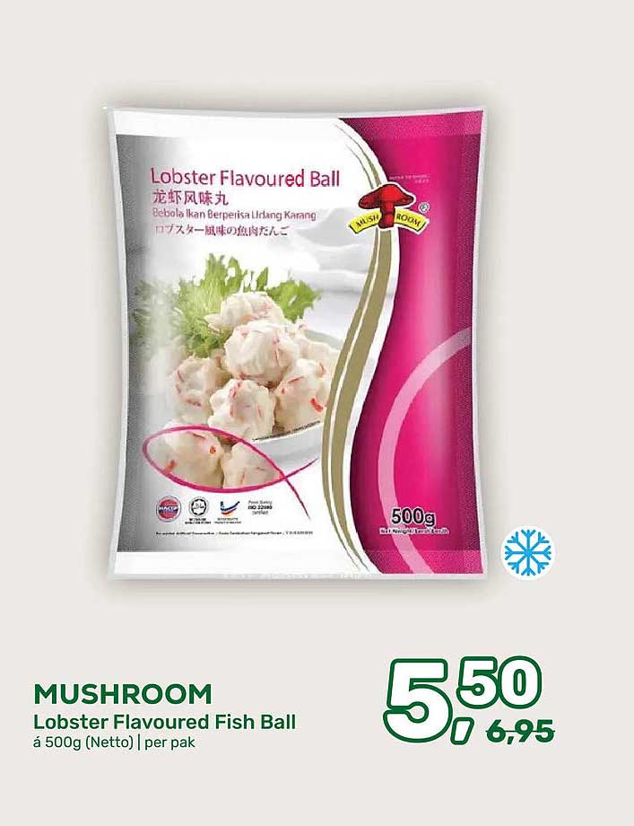 MUSHROOM Lobster Flavoured Fish Ball á 500g (Netto) | per pak