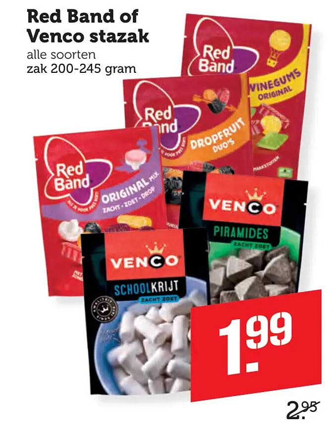 Red Band of Venco stazak alle soorten zak 200-245 gram
