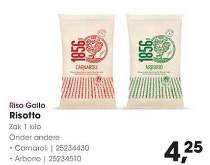 Riso Gallo Risotto Zak 1 kilo Onder andere • Carnaroli | 25234430 • Arborio | 25234510