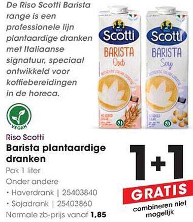 Riso Scotti Barista plantaardige dranken 1+1 GRATIS