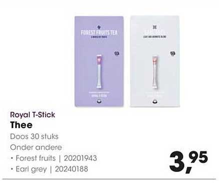 Royal T-Stick Thee Doos 30 stuks Onder andere • Forest fruits | 20201943 • Earl grey | 2020188