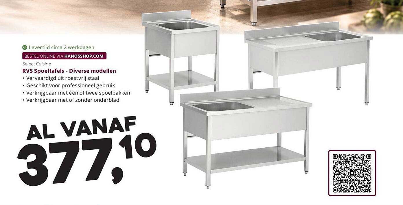 RVS Spoeltafels - Diverse modellen