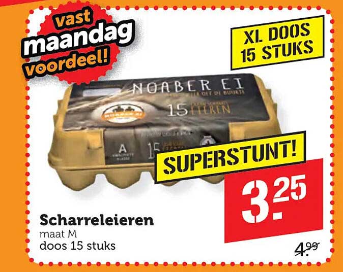 Scharreleieren maat M doos 15 stuks XL. DOOS 15 STUKS SUPERSTUNT!