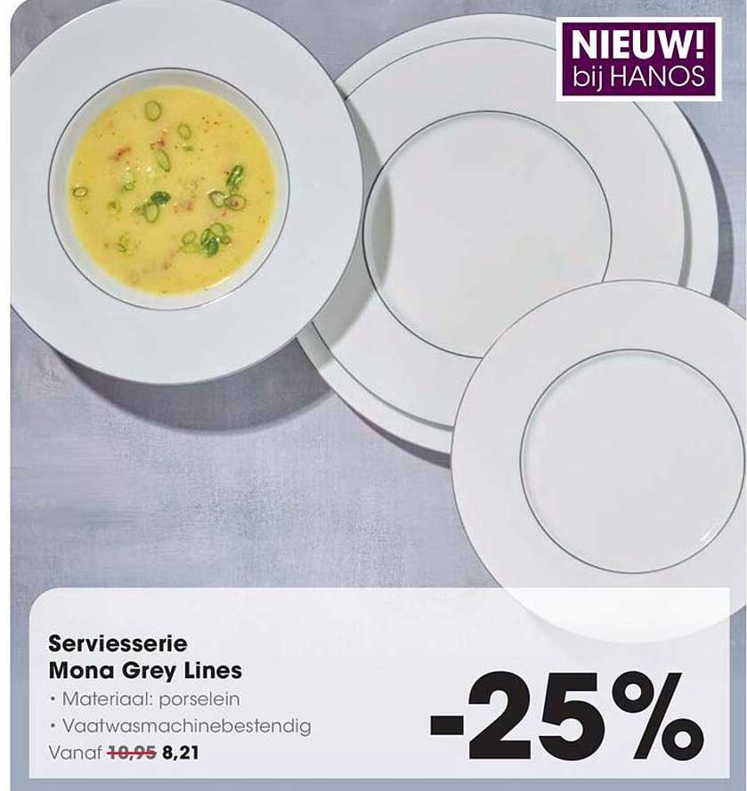 Serviesserie Mona Grey Lines -25%