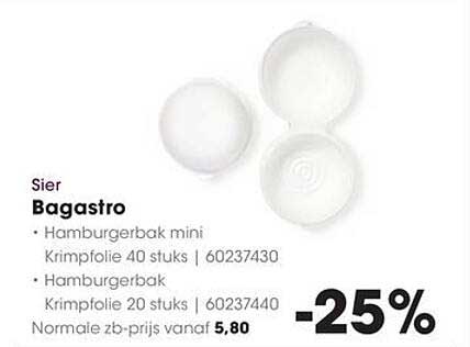 Sier Bagastro Hamburgerbak mini Krimpfolie 40 stuks | 60237430 Hamburgerbak Krimpfolie 20 stuks | 60237440 Normale zb-prijs vanaf 5,80 -25%