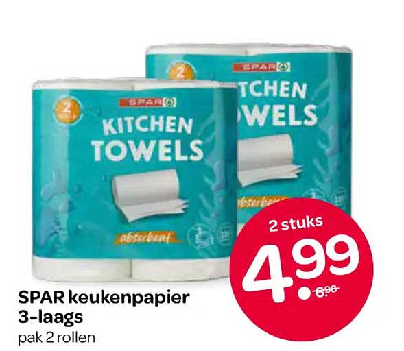 SPAR keukenpapier 3-laags pak 2 rollen