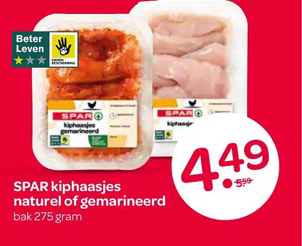 SPAR kiphaasjes naturel of gemarineerd bak 275 gram