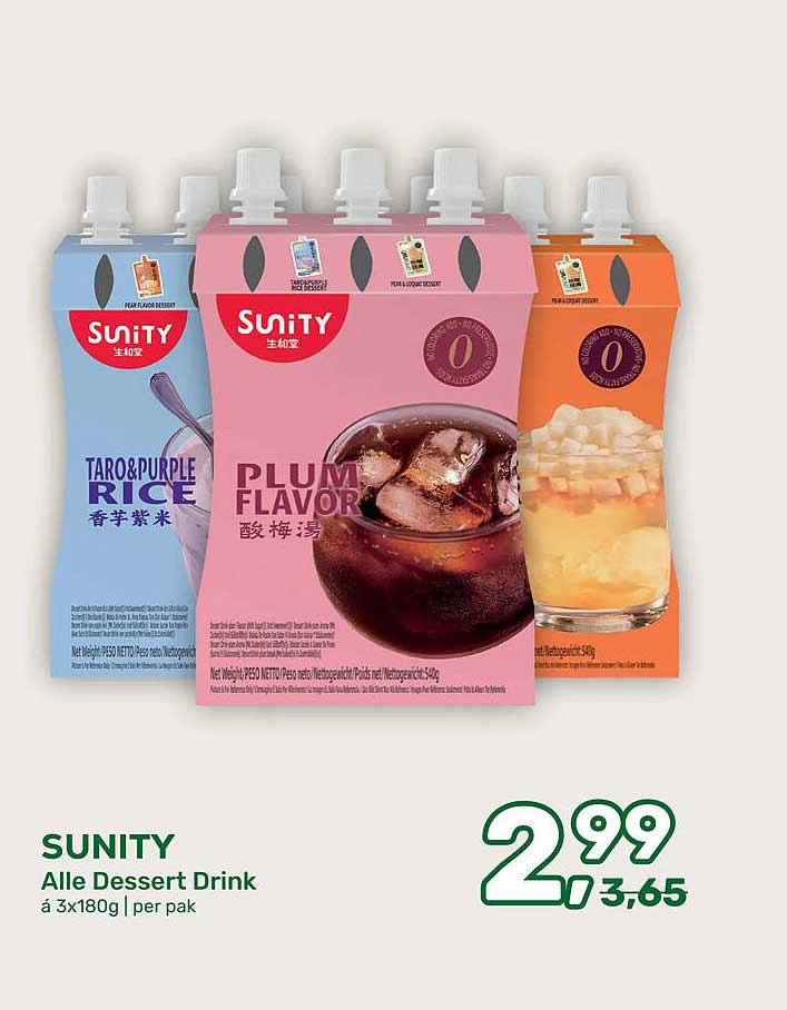 SUNITY Alle Dessert Drink á 3x180 g | per pak
