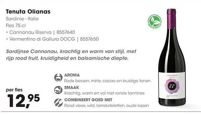 Tenuta Olias Sardijnse Cannonau, krachtig en warm van stijl, met rijp rood fruit, kruidigheid en balsamische diepte.