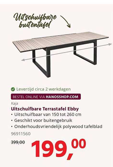 Uitschuifbare Terrastafel Ebby