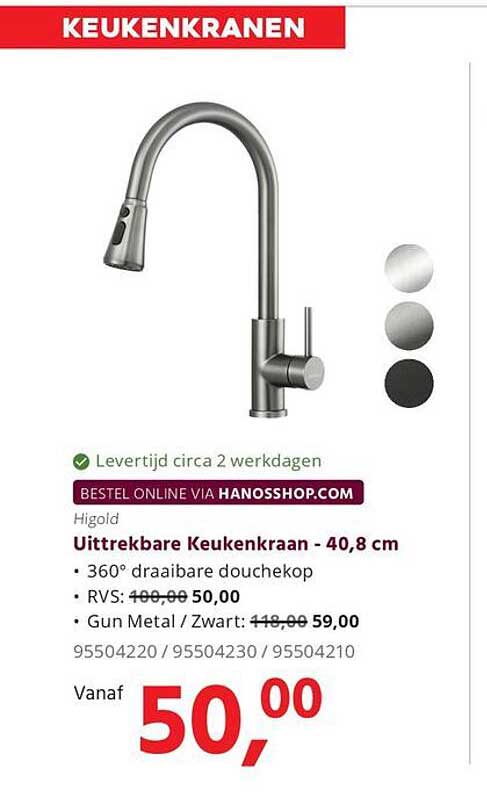 Uittrekbare Keukenkraan - 40,8 cm