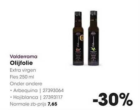 Valderrama Olijfolie Extra virgin Fles 250 ml Onder andere Arbequina | 27393064 Hojiblanca | 27393117 Normale z.b.-prijs 7,65 -30%