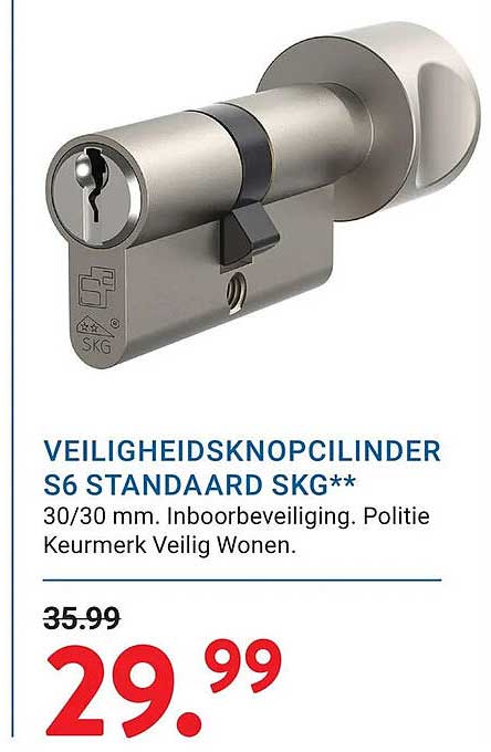 VEILIGHEIDSKNOPCILINDER S6 STANDAARD SKG**