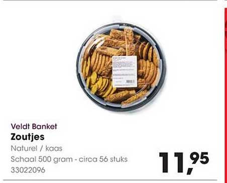 Veldt Banket Zoutjes Naturel / kaas Schaal 500 gram - circa 56 stuks