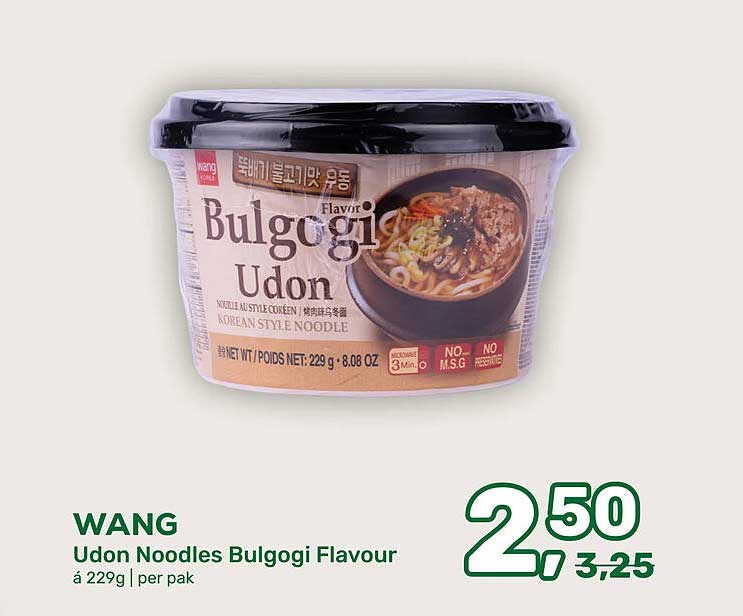 WANG Udon Noodles Bulgogi Flavour á 229g per pak