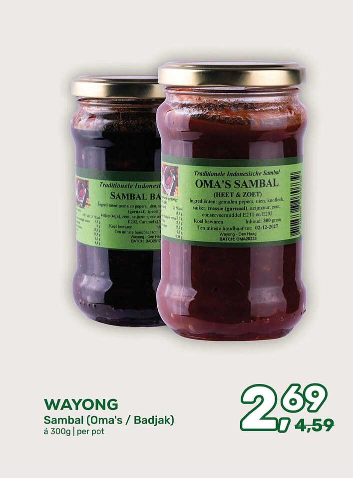 WAYONG Sambal (Oma's / Badjak) á 300g | per pot