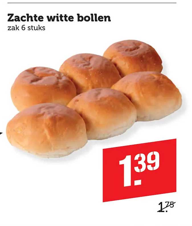 Zachte witte bollen zak 6 stuks