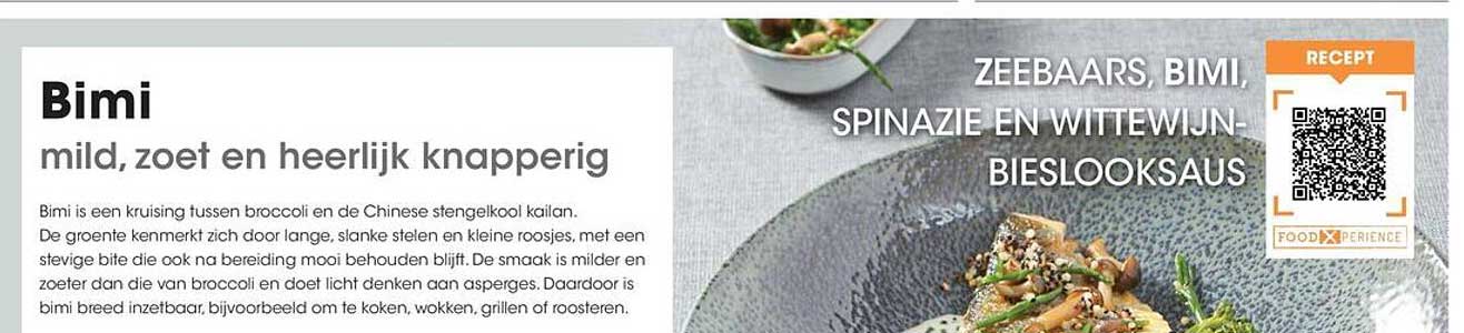 Zeebaars, bimi, spinazie en wittewijn-bieslooksaus