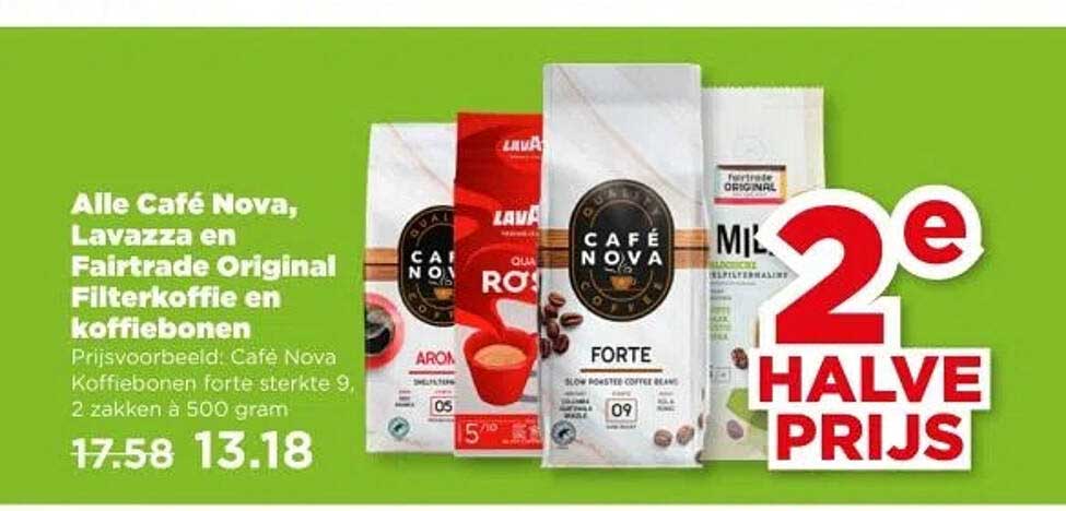 Alle Café Nova, Lavazza en Fairtrade Original Filterkoffie en koffiebonen