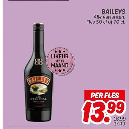 BAILEYS Alle varianten. Fles 50 cl of 70 cl.