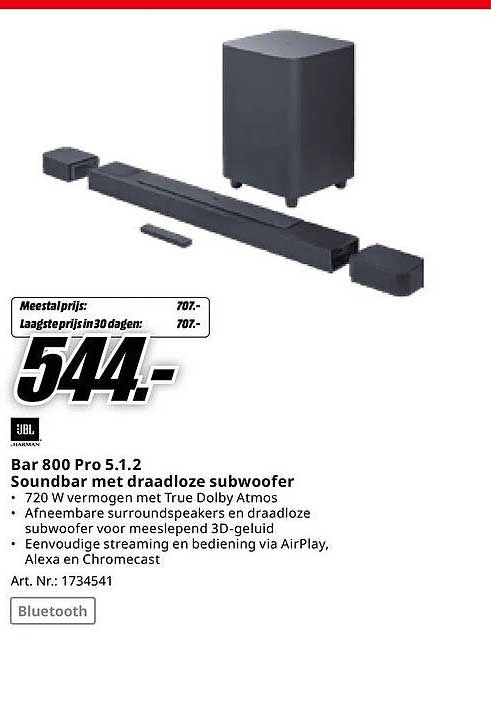 Bar 800 Pro 5.1.2 Soundbar met draadloze subwoofer