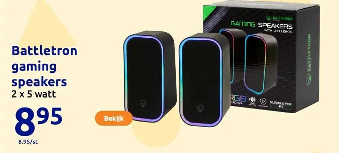 Battlertron gaming speakers 2 x 5 watt