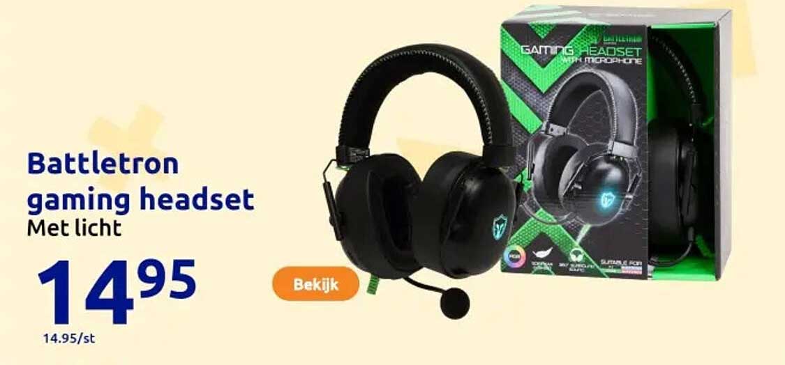 Battletron gaming headset Met licht