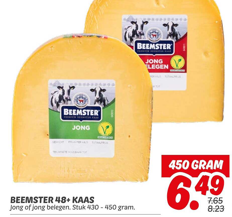 BEEMSTER 48+ KAAS Jong of jong belegen. Stuk 430 - 450 gram.