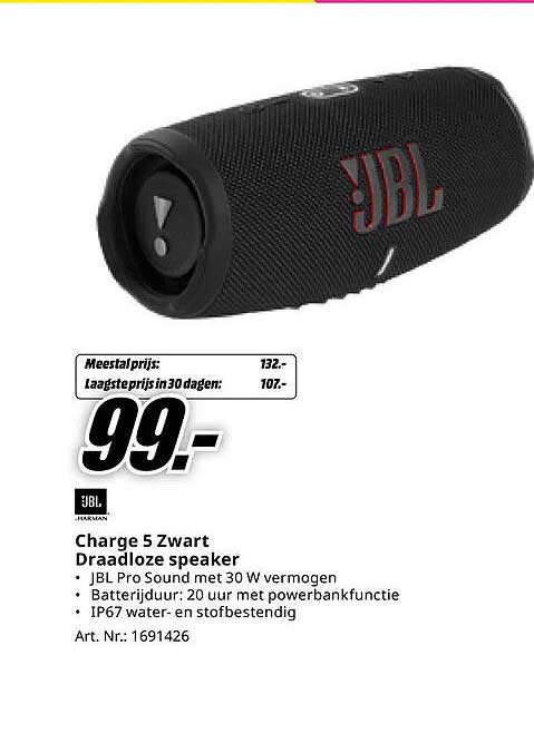 Charge 5 Zwart Draadloze speaker