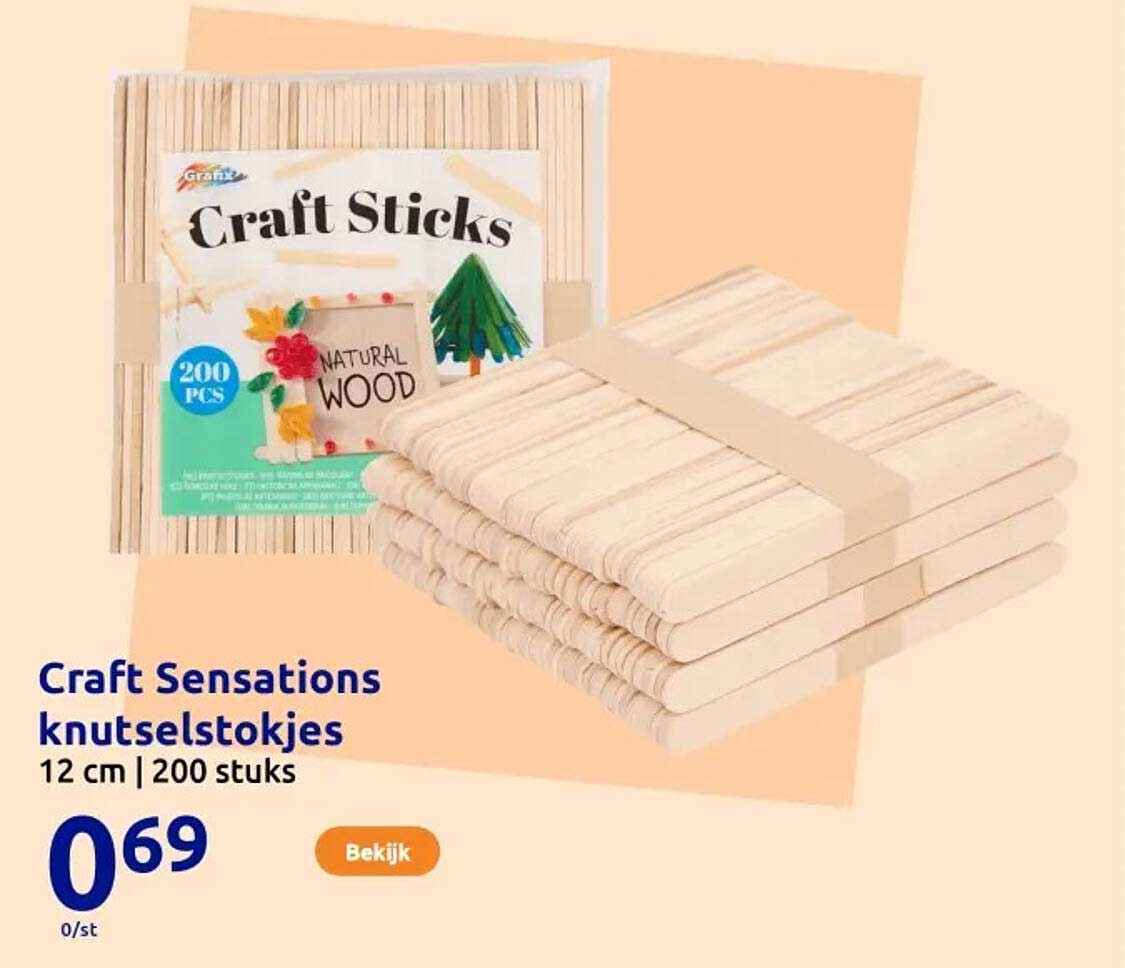 Craft Sensations knutselstokjes 12 cm | 200 stuks