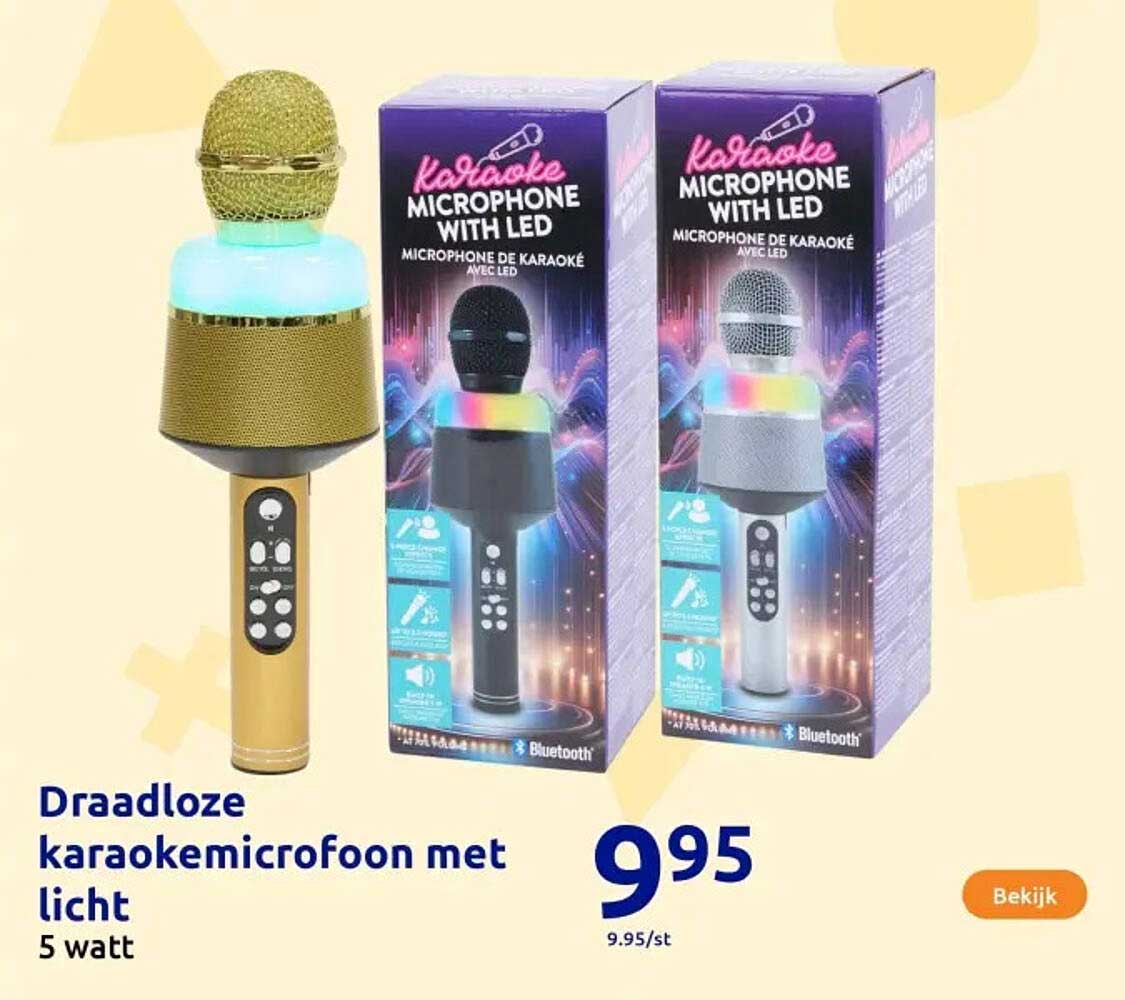 Draadloze karaokemicrofoon met licht