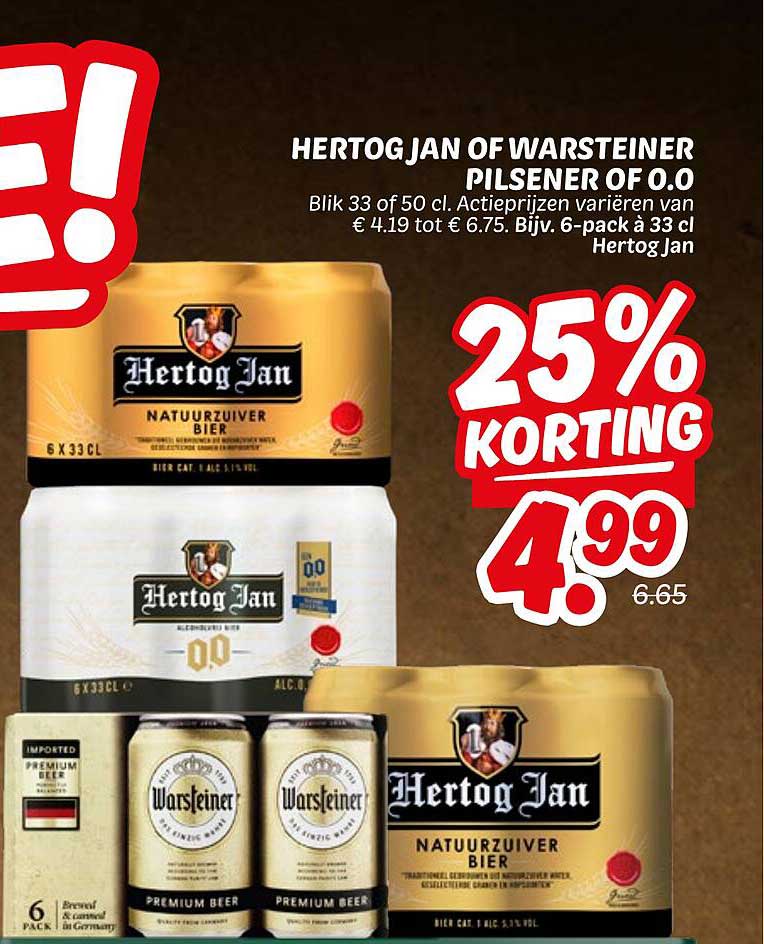 HERTOG JAN OF WARSTEINER PILSENER OF 0.0