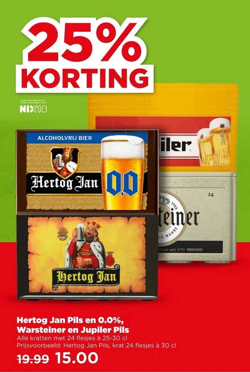 Hertog Jan Pils en 0.0%, Warsteiner en Jupiler Pils