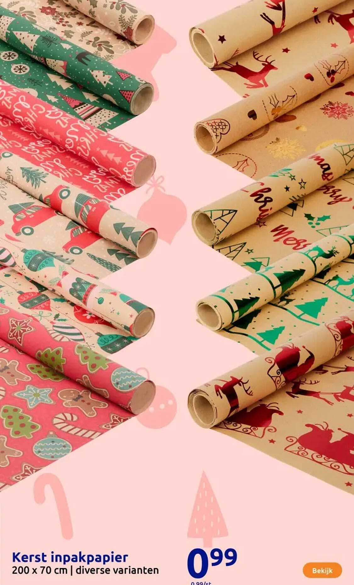 Kerst inpakpapier 200 x 70 cm | diverse varianten