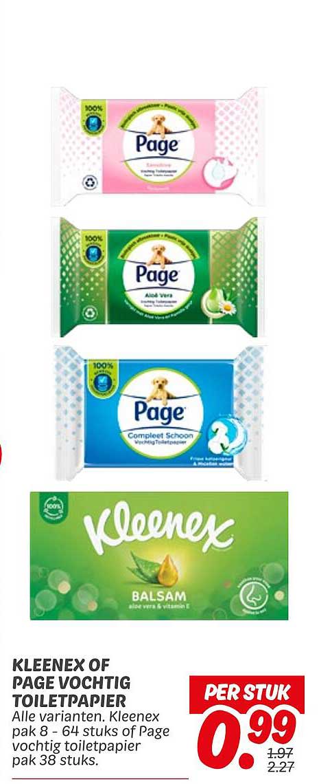 KLEENEX OF PAGE VOCHTIG TOILETPAPIER
