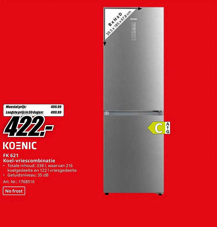 Koenic FK 621 Koel-vriescombinatie