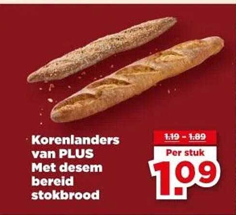 Korenlanders van PLUS Met desem bereid stokbrood