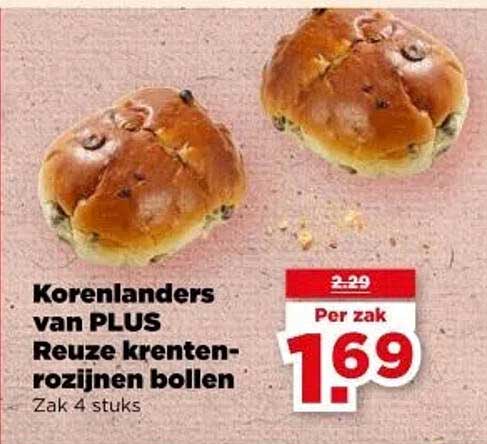 Korenlanders van PLUS Reuze krenten-rozijnen bollen