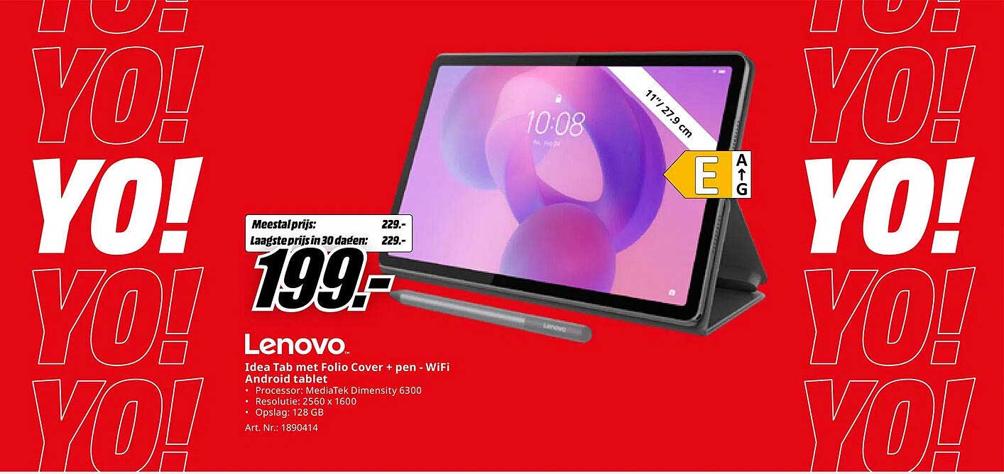 Lenovo Idea Tab met Folio Cover + pen - WiFi Android tablet