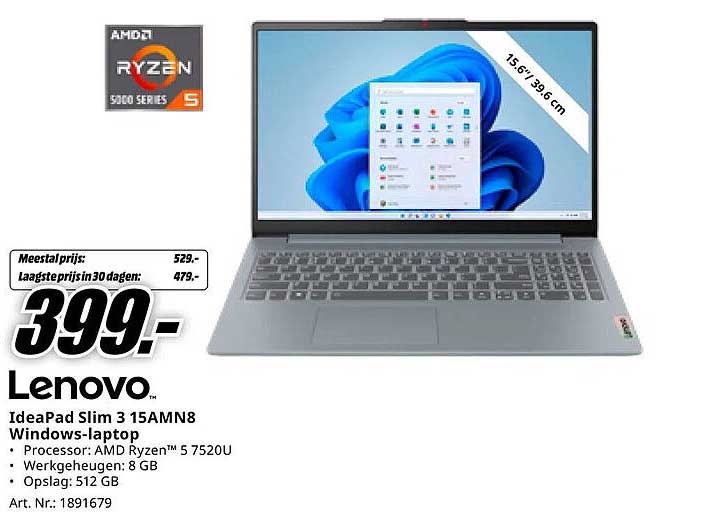 Lenovo IdeaPad Slim 3 15AMN8 Windows-laptop