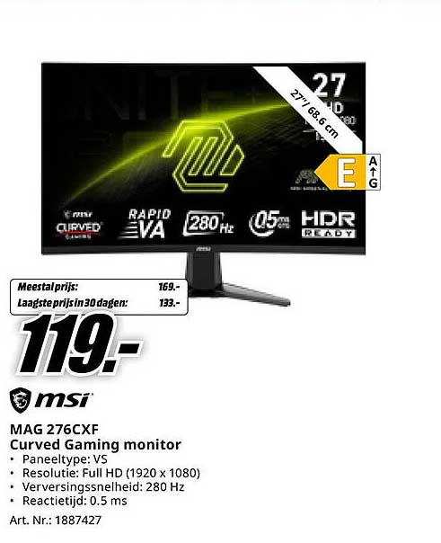 MAG 276CXF Curved Gaming monitor