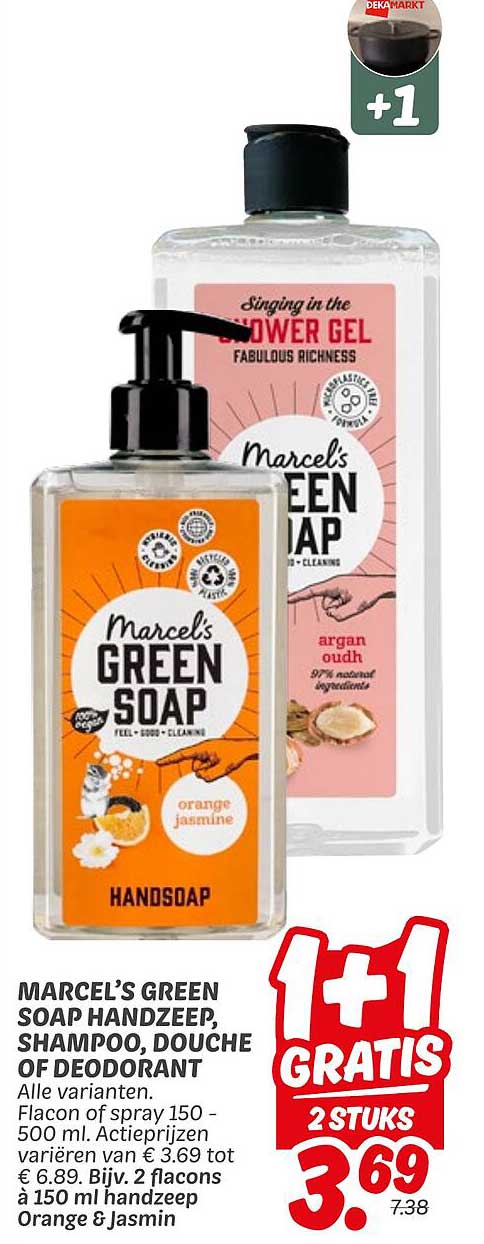 MARCELE'S GREEN SOAP HANDZEAP, SHAMPOO, DOUCHE OF DEODORANT