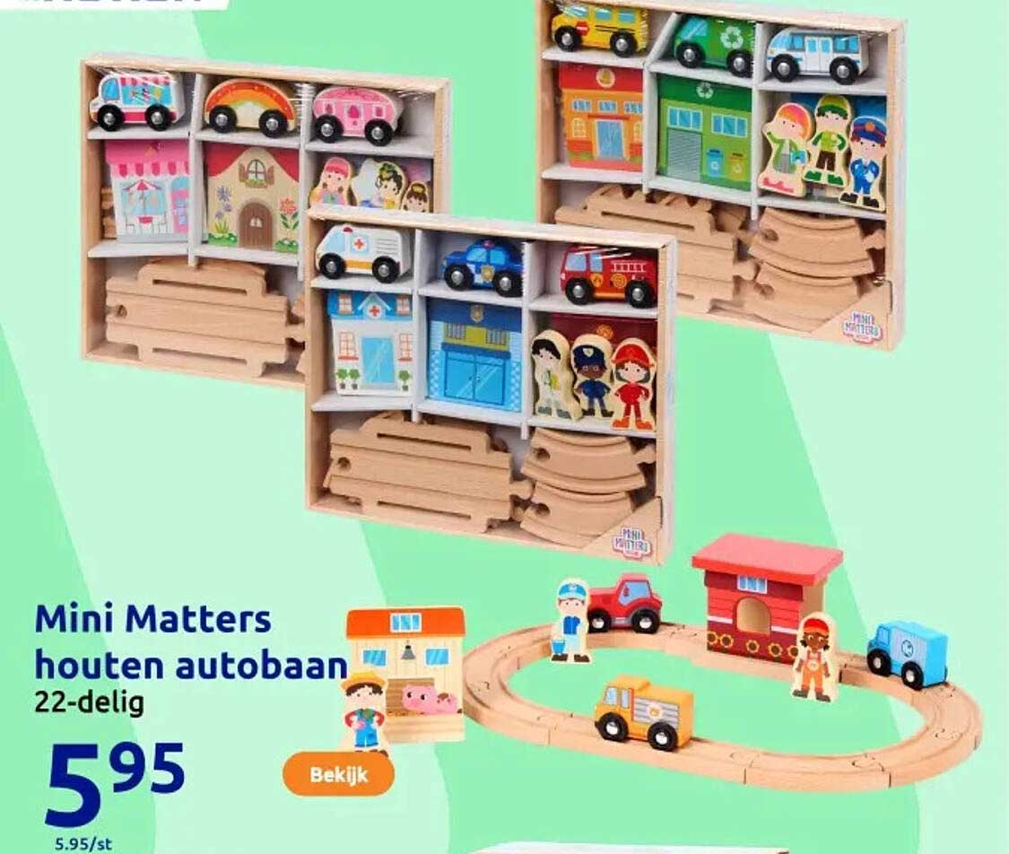 Mini Matters houten autobaan 22-delig