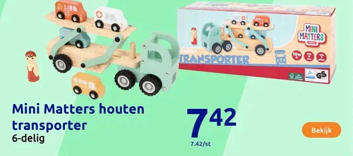 Mini Matters houten transporteur 6-delig